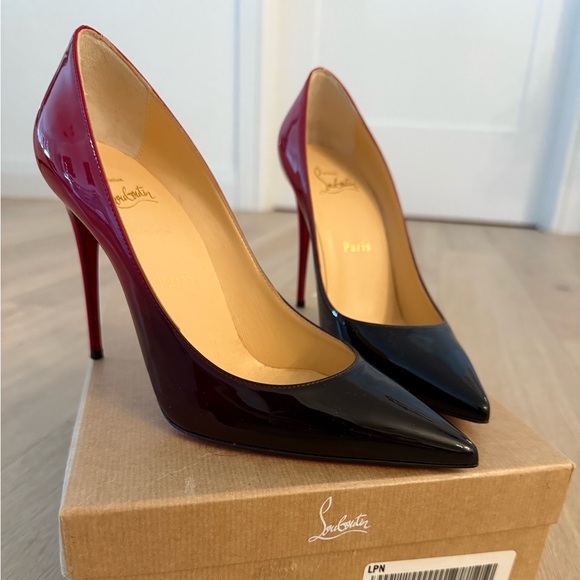 Women’s Christian Louboutin Patent Leather Stiletto Red/Black Shoes size 37.5
